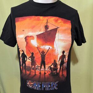 One Piece Monkey D. Luffy Thousand Sunny Men's Black T Shirt Size Small Ripple J